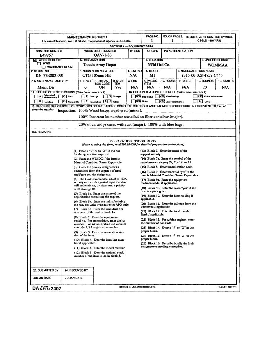 Da Form 2407 E Fillable Printable Forms Free Online