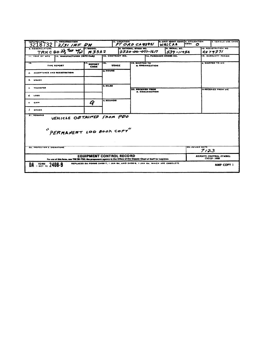 Figure 1 14 Da Form 2408 9 Filled Out As A Gain Report